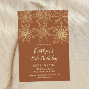 Glamourous Gold Winter 30th Birthday  Invitation