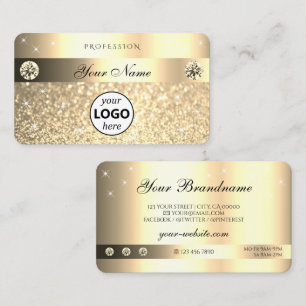 Glamourous Golden Glitter Sparkling Stars with Log Business Card