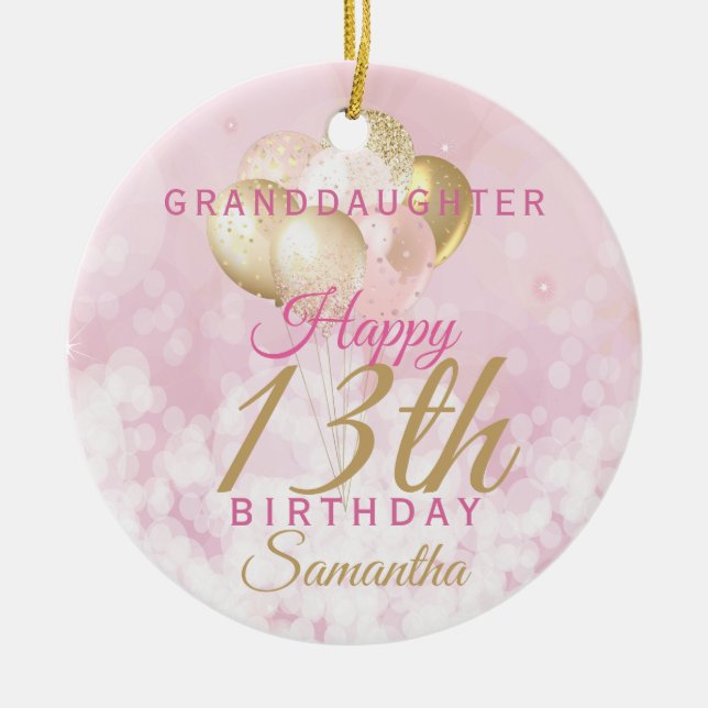 Glamourous Granddaughter 13th Birthday Ceramic Ornament (Front)