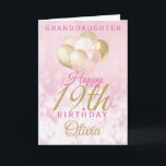 Glamourous Granddaughter 19th Birthday Balloon Card<br><div class="desc">A gorgeous glamourous 19th birthday card for your granddaughter. This fabulous design features blush pink and gold glitter balloons on a rose pink sparkly background.  Personalize with a name to wish someone a very happy nineteenth birthday.</div>