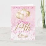 Glamourous Granddaughter 19th Birthday Balloon Card<br><div class="desc">A gorgeous glamourous 19th birthday card for your granddaughter. This fabulous design features blush pink and gold glitter balloons on a rose pink sparkly background.  Personalize with a name to wish someone a very happy nineteenth birthday.</div>