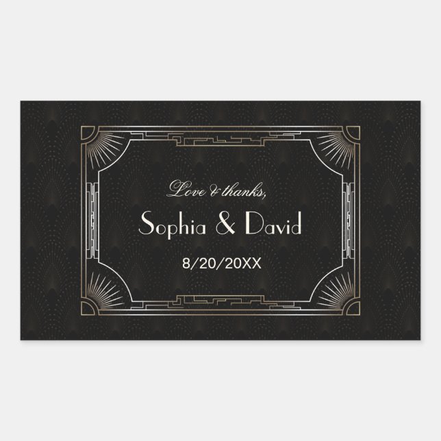 Glamourous Great Gatsby Gold Art Deco Wedding Sticker (Front)