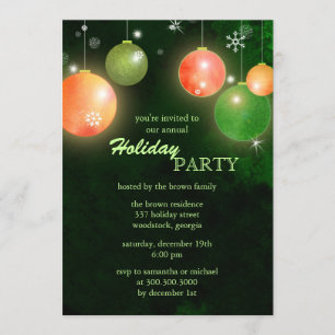 Glamourous Green Winter Holiday Party Invitation