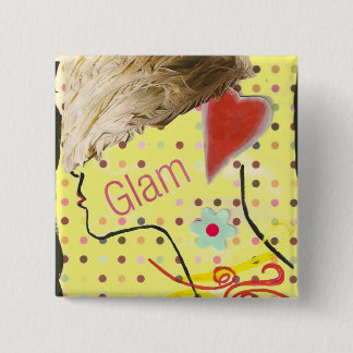 Glamourous Hat "Glam" 2 Inch Square Button