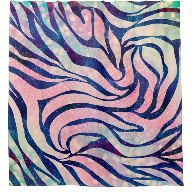 Glamourous Holographic Glitter Blue Zebra Stripes (Front)