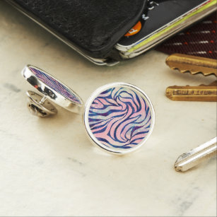 Glamourous Holographic Glitter Blue Zebra Stripes Lapel Pin
