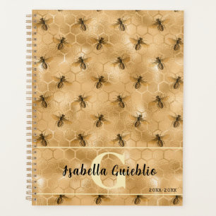 Glamourous Honeycomb Bee Gold Honey Design Planner