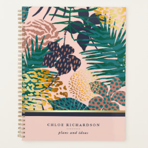 Glamourous Jungle   Blush and Gold Tropical Patter Planner