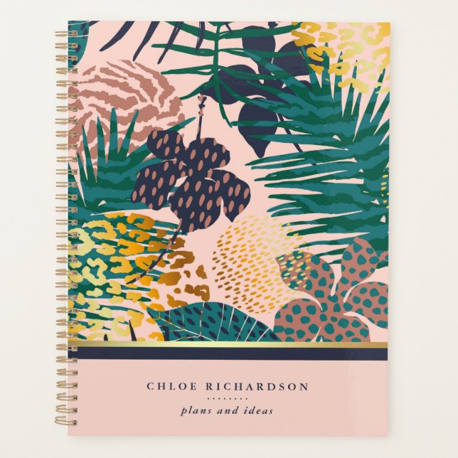 Glamourous Jungle | Blush and Gold Tropical Patter Planner (Front)