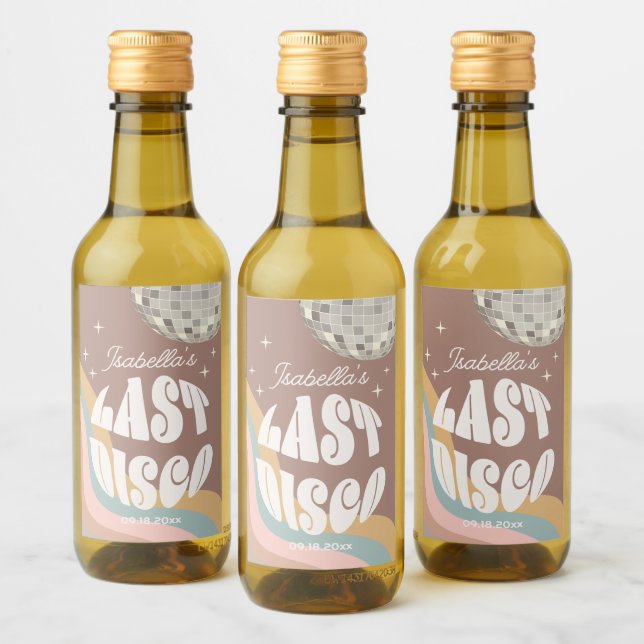 Glamourous Last Disco Retro 70s Groovy Bachelorett Wine Label (Bottles)