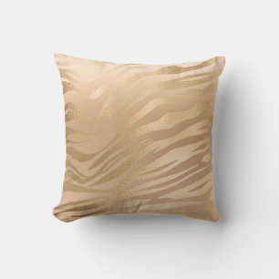 Glamourous Light Brown Leopard Spots Animal Print Throw Pillow