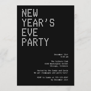 Glamourous lights sequins black white party holida invitation