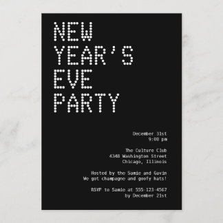 Glamourous lights sequins black white party holida invitation