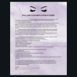 Glamourous Lilac EYELASH EXTENSION CONSENT FORM Flyer<br><div class="desc">Eyelash Extensions Consent forms are perfect for your Lash Extension business. This modern and sophisticated consent form design features a glamourous , minimalistic illustration of a woman's eyelashes a title and a block where you can insert all your informed consent details on a luxury watercolor lavender lilac background. Need help?...</div>