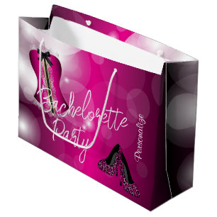 Glamourous Lingerie Bachelorette Hot Pink Bokeh Large Gift Bag
