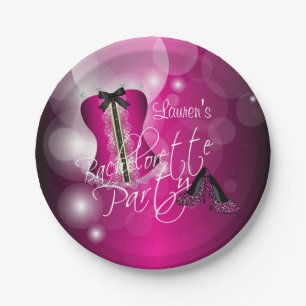 Glamourous Lingerie Bachelorette Party Hot Pink Paper Plate