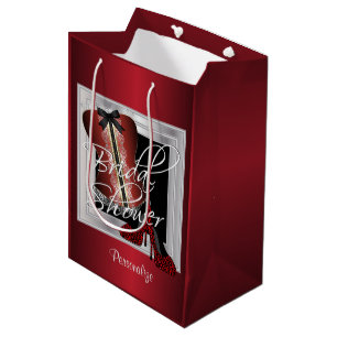 Glamourous Lingerie Bridal Shower Dark Red Medium Gift Bag