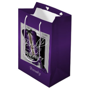 Glamourous Lingerie Bridal Shower Purple Medium Gift Bag