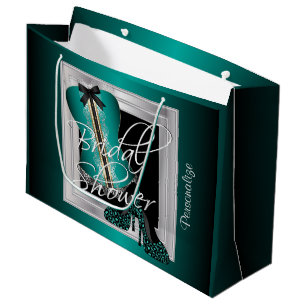 Glamourous Lingerie Bridal Shower   Teal Large Gift Bag