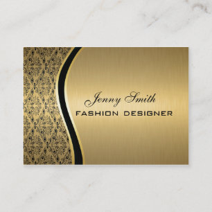 Glamourous luxury golden  damask business card