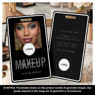 Glamourous Makeup Artist Black White Photo Lanyard Badge