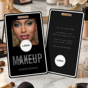 Glamourous Makeup Artist Black White Photo Lanyard Badge