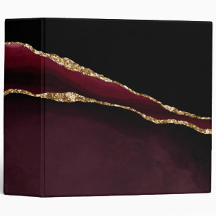 Glamourous Marble Agate Chic Black Purple Gold Binder
