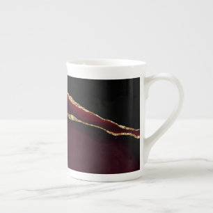 Glamourous Marble Agate Chic Black Purple Gold Bone China Mug