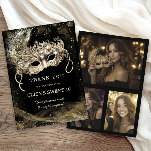 Glamourous Masquerade Ball Sweet 16 Daughter Thank Invitation