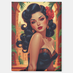 Glamourous Mexican Pin-Up Portrait Magnet