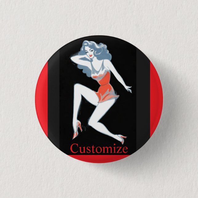 Glamourous Model Posing Thunder_Cove 1 Inch Round Button (Front)
