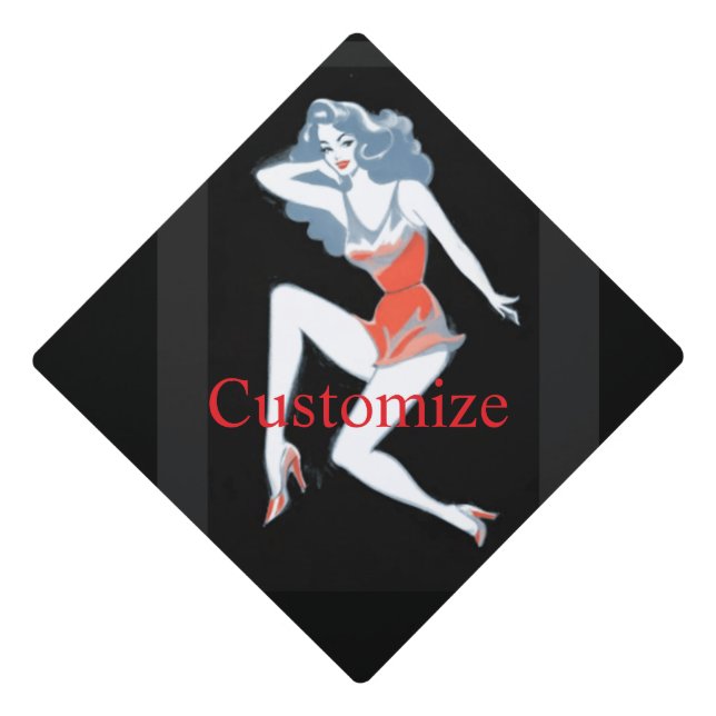 Glamourous Model Posing Thunder_Cove Graduation Cap Topper (Front)
