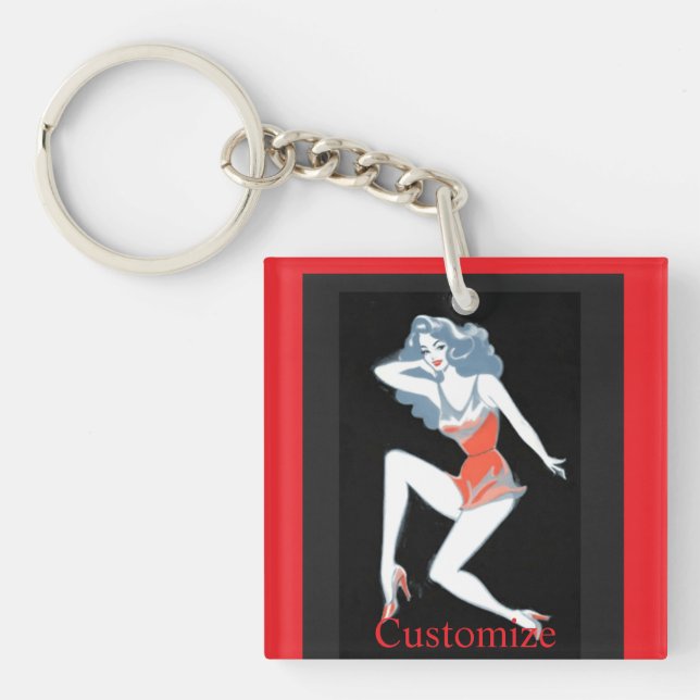 Glamourous Model Posing Thunder_Cove Keychain (Front)