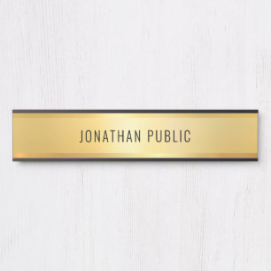 Glamourous Modern Black And Gold Template Long Door Sign