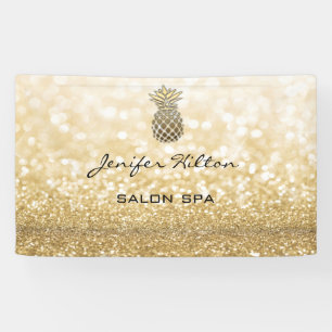 Glamourous modern chic faux gold glittery pineappl banner
