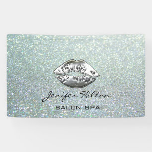 Glamourous modern chic glittery silver lips banner