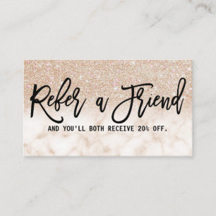 Glamourous Modern Chic Gold Glitter Marble Referral Card