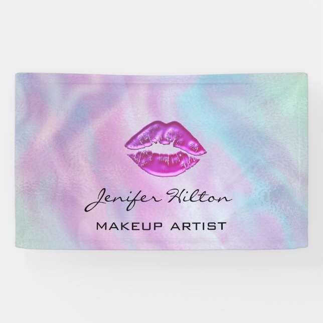 Glamourous modern chic holographic rainbow  lips banner (Horizontal)