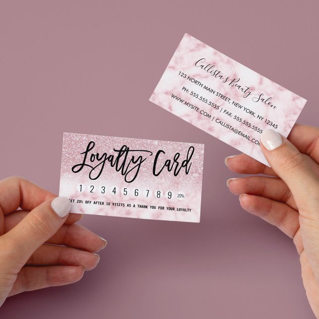 Glamourous Modern Chic Pink Glitter Marble Ombre Loyalty Card (Creator Uploaded)