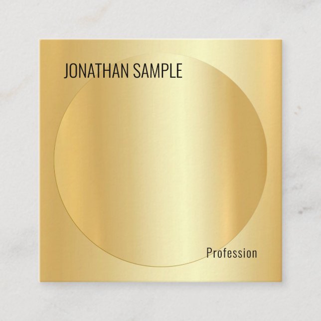 Glamourous Modern Elegant Design Faux Gold Templat Square Business Card (Front)