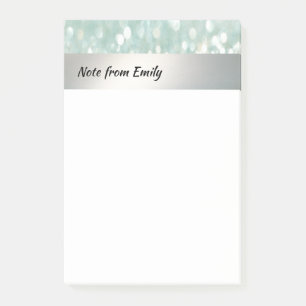 Glamourous modern fancy glittery bokeh personalize post-it notes