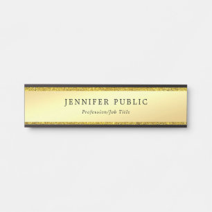 Glamourous Modern Faux Gold Glitter Template Chic Door Sign