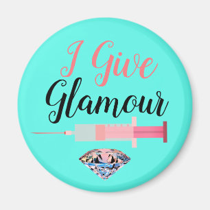 Glamourous nurse shot teal pink cute medical magnet