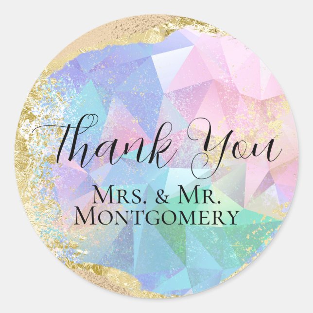 Glamourous Opal Gemstone with Gold Classic Round Sticker (Front)