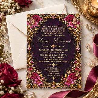Glamourous Ornate Floral Frame Special Occasion Invitation