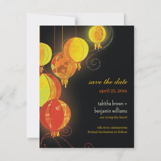 Glamourous Paper Lanterns Wedding Save the Date (Front)
