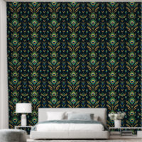 Glamourous Peacock Feather Art Deco Wallpaper