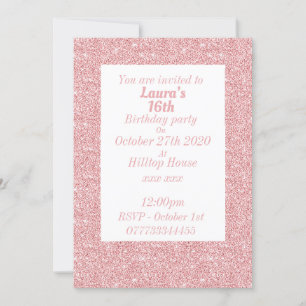 Glamourous personalised birthday party invitations