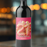 Glamourous Pink and Gold Striped 21st Birthday Wine Label<br><div class="desc">Celebrate 21 in style with this glamourous wine label! A bold gold and pink-striped “21” takes centre stage, surrounded by shimmering gold balloons and sparkling gemstones for an extra luxe touch. “Happy Birthday” shines in elegant script, with space to customize the name for a personal touch. Perfect for turning any...</div>