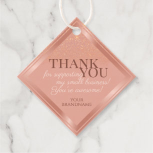 Glamourous Pink and Rose Gold Packaging Thank You Favour Tags